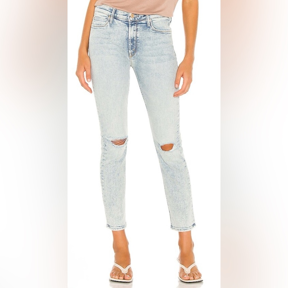 MOTHER Light Blue Distressed Skinny Jeans